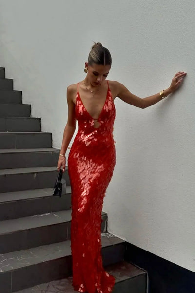 Hirena – Paillettenfigurbetontes Maxikleid