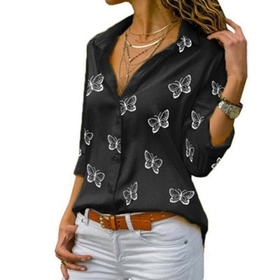 Neleia – Locker geschnittene Bluse mit Schmetterlingsprint