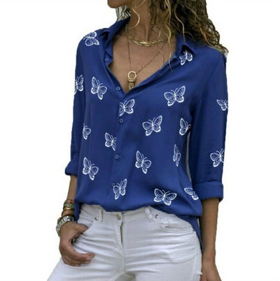 Neleia – Locker geschnittene Bluse mit Schmetterlingsprint