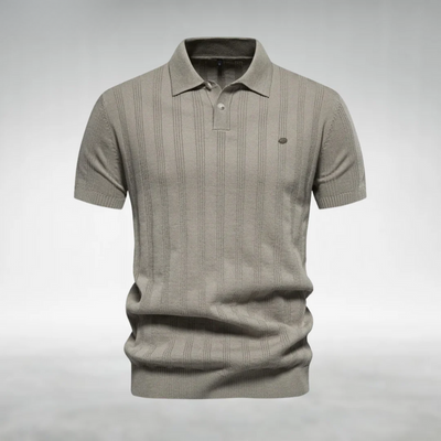 Finjeno – Geripptes Poloshirt mit Strukturmuster