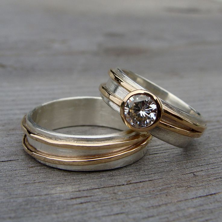Vintage Feines Zirkonia Gold- &amp; Silber-Ringset
