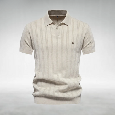 Finjeno – Geripptes Poloshirt mit Strukturmuster