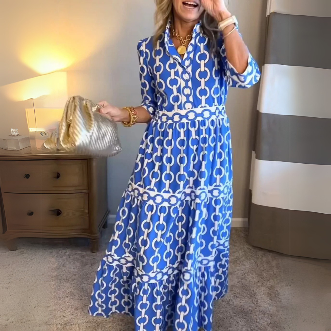 Verity – Hemdblusenkleid mit Kettenprint