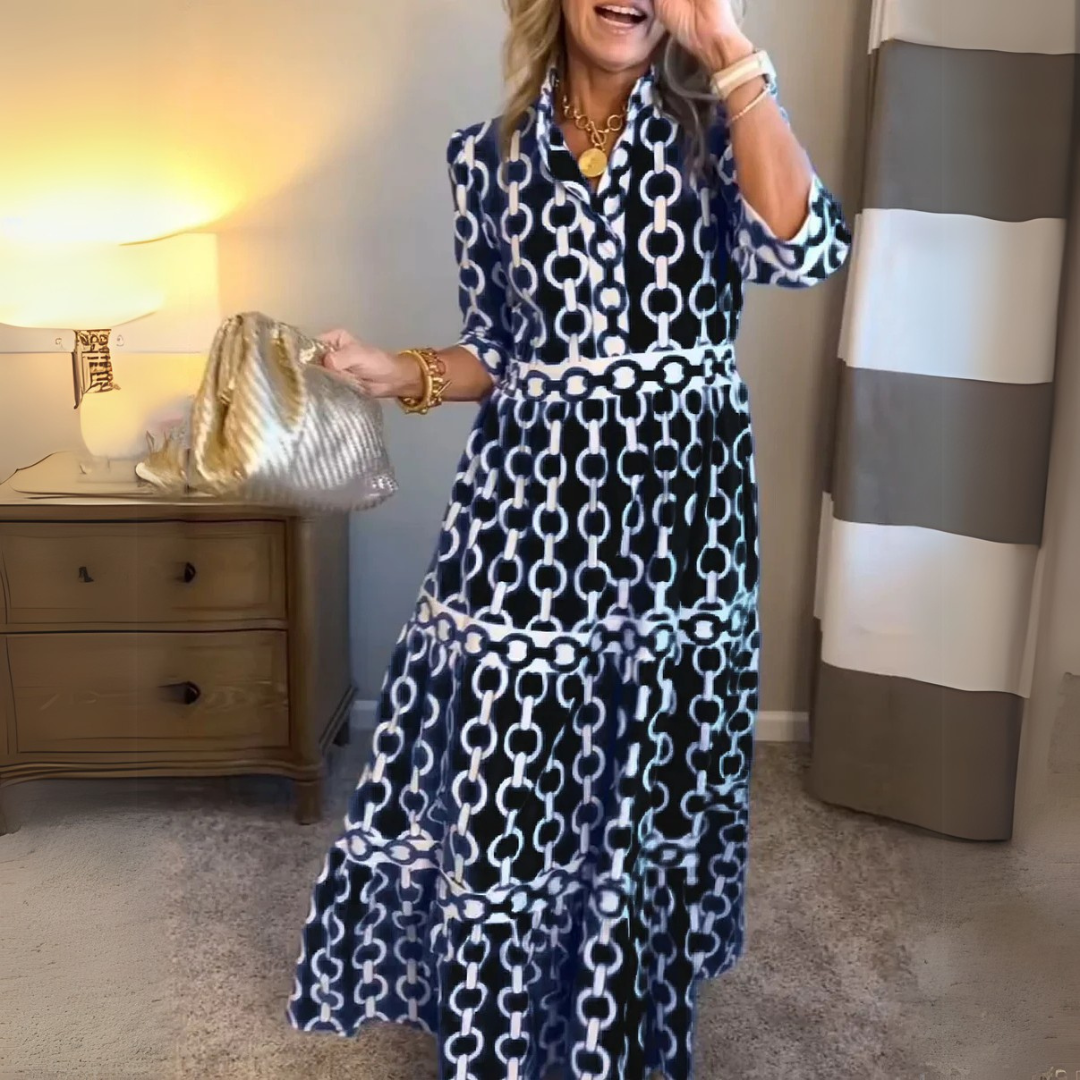 Verity – Hemdblusenkleid mit Kettenprint