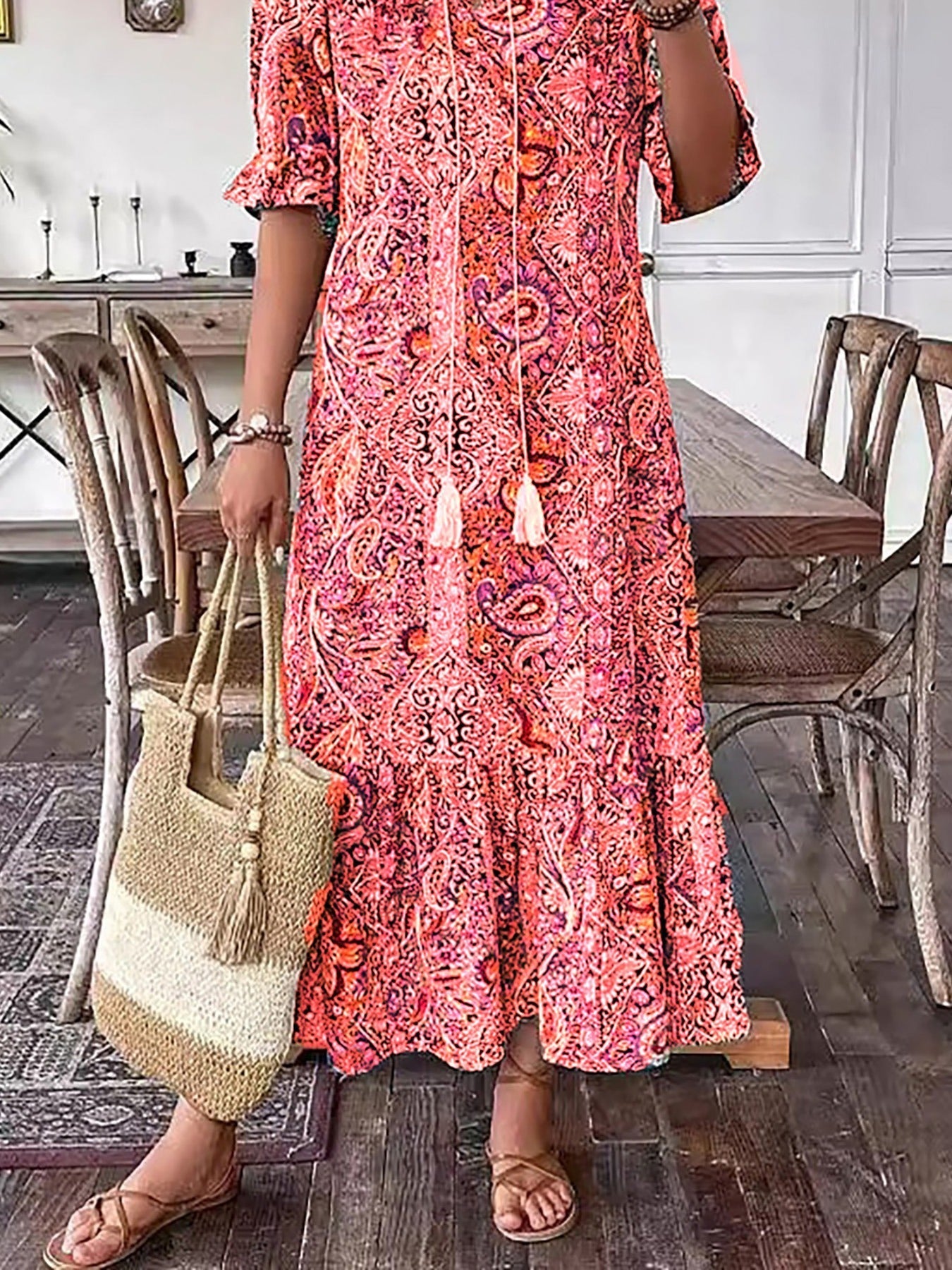 Averie – Bedrucktes Boho-Midikleid