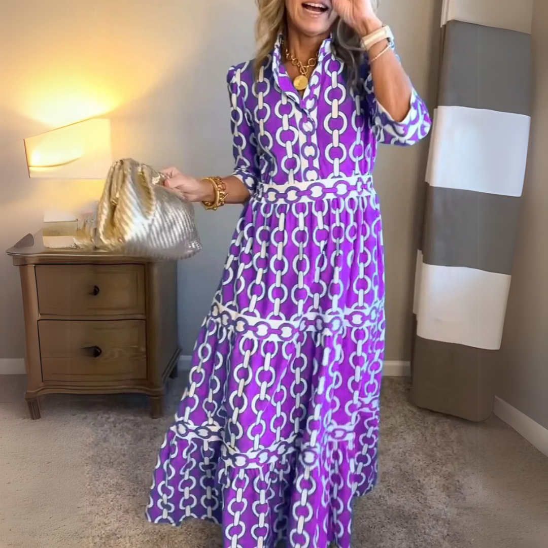 Verity – Hemdblusenkleid mit Kettenprint