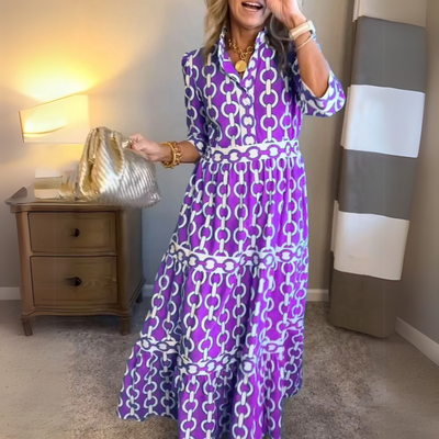 Verity – Hemdblusenkleid mit Kettenprint