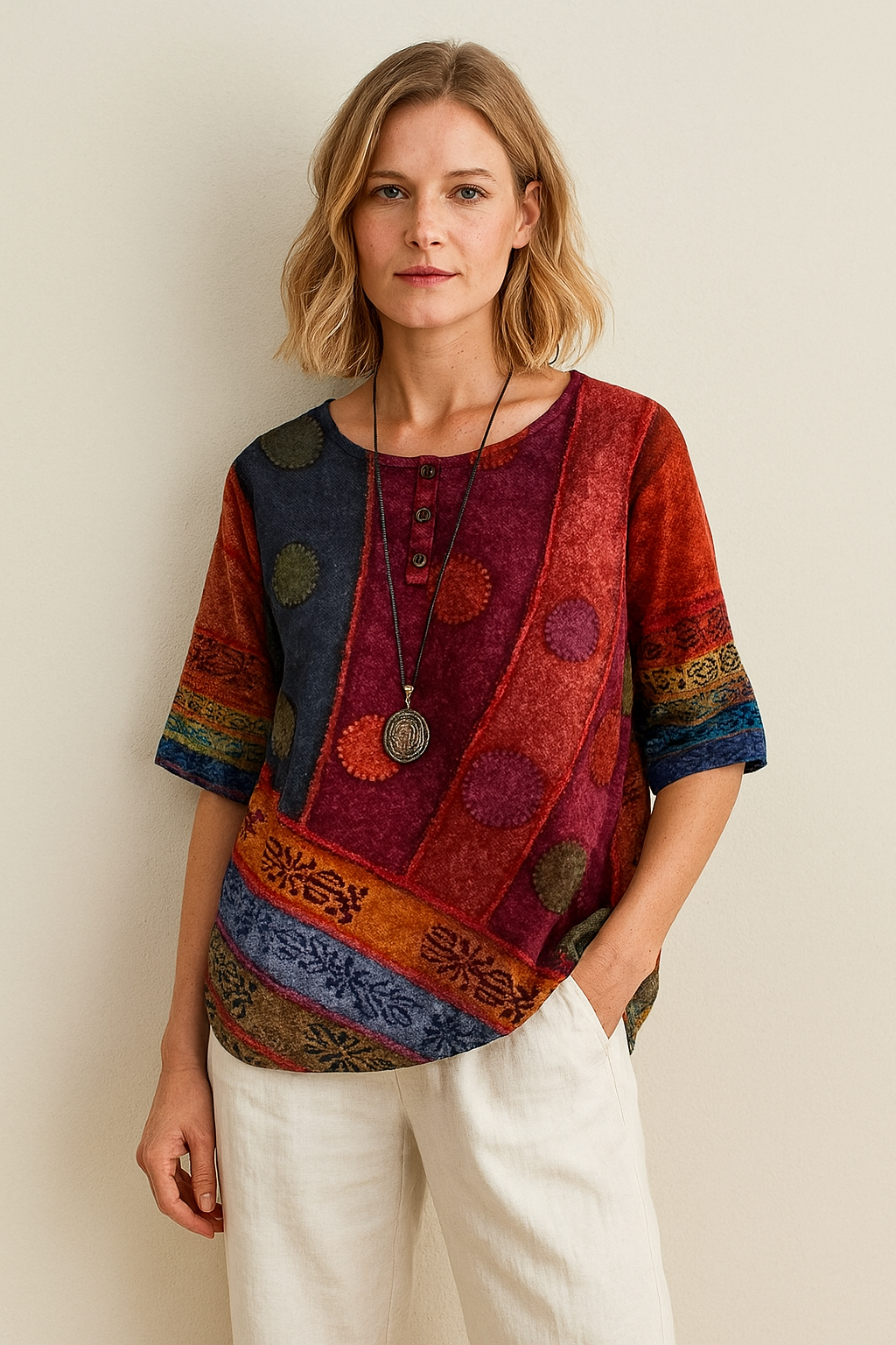 Parmina – Boho-Patchwork-Bluse