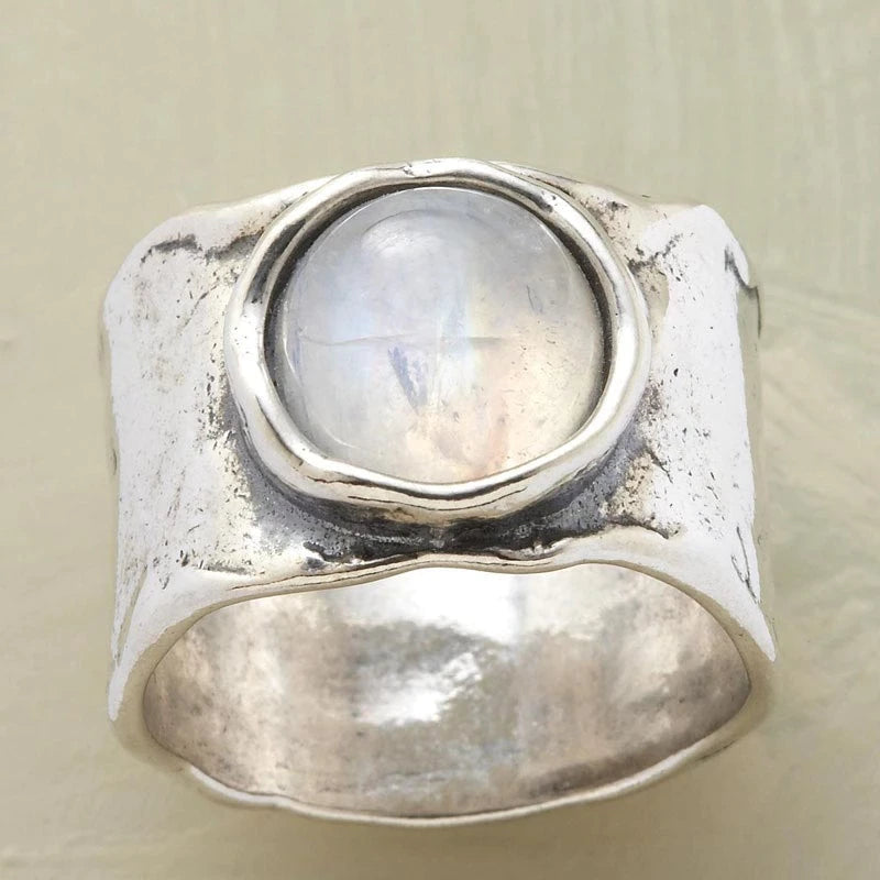 Silberner Mondstein-Ring