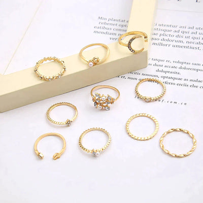 10er-Pack böhmische Ringe in Silber- und Goldoptik