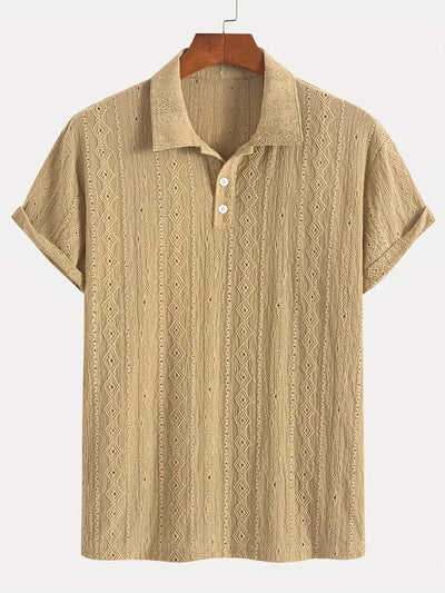 Detlef – Feinstrick-Poloshirt mit Strukturmuster