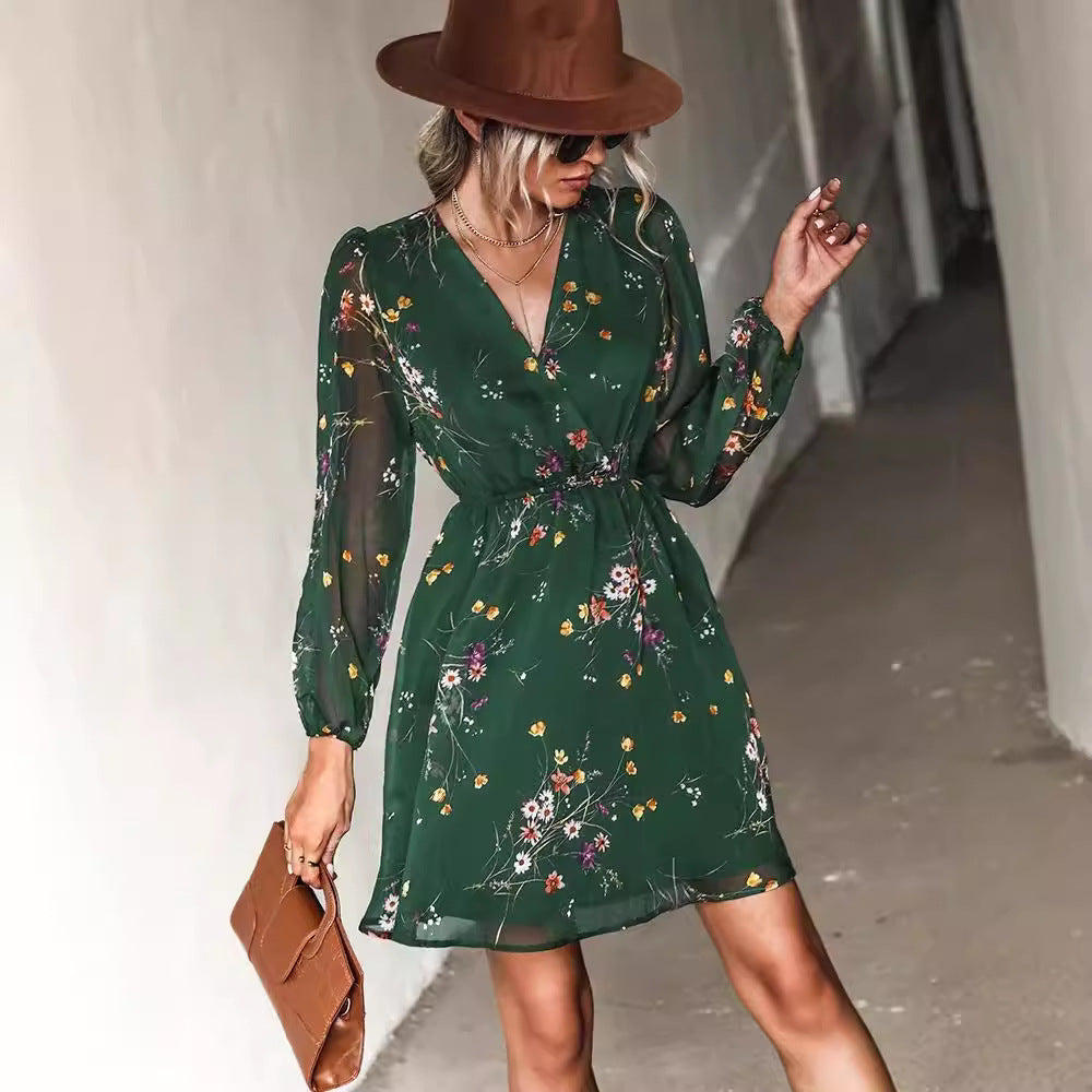 Fenina – Langärmliges Florales Minikleid