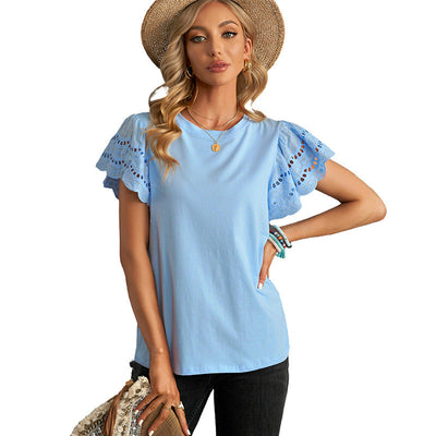 Noelle – Broderie-Bluse mit Volantärmeln
