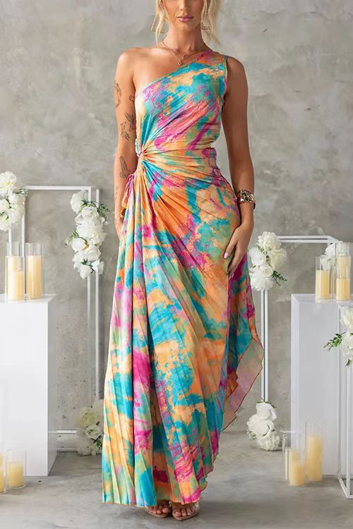 Aderyn – One-Shoulder-Maxikleid mit Raffungen