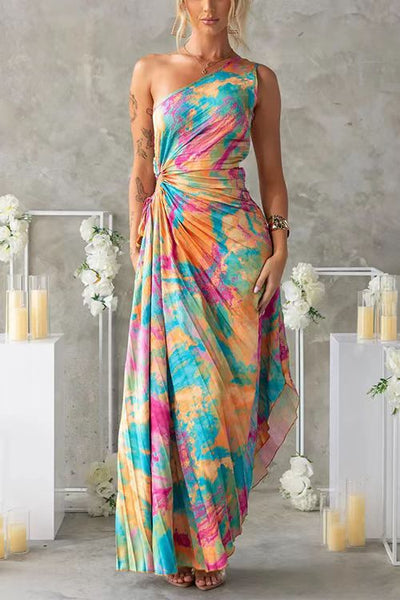 Aderyn – One-Shoulder-Maxikleid mit Raffungen