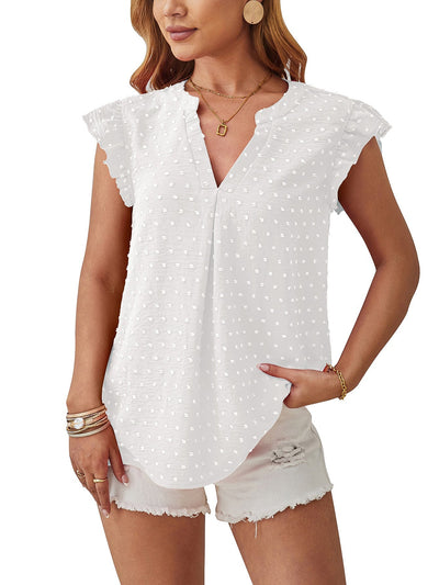 Vera – Bluse mit Struktur und Volantärmeln