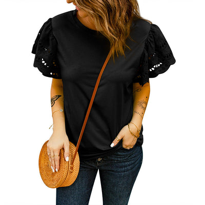 Noelle – Broderie-Bluse mit Volantärmeln