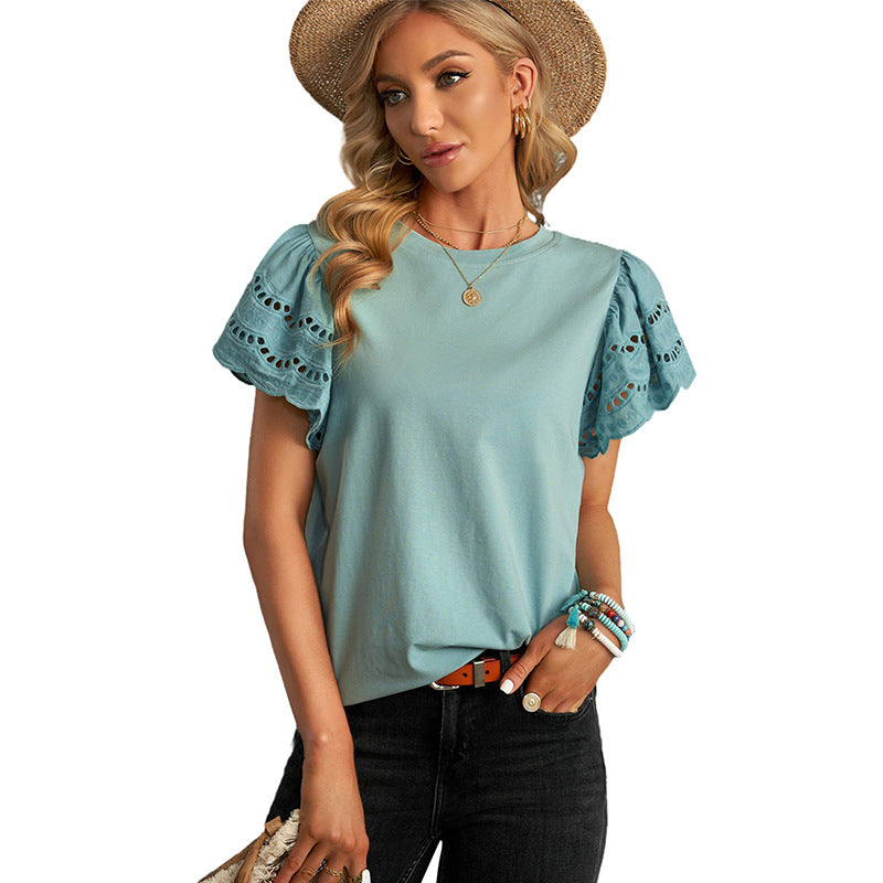 Noelle – Broderie-Bluse mit Volantärmeln