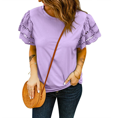 Noelle – Broderie-Bluse mit Volantärmeln