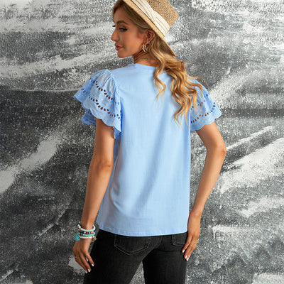 Noelle – Broderie-Bluse mit Volantärmeln