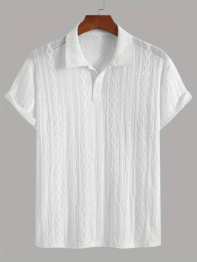 Detlef – Feinstrick-Poloshirt mit Strukturmuster
