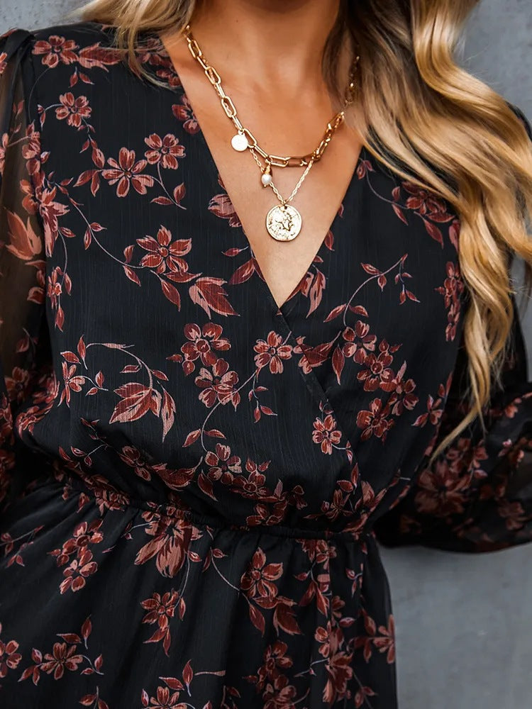 Fenina – Langärmliges Florales Minikleid