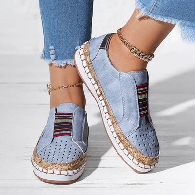 Helene – Freizeitslipper mit Katzenmotiv und Bastsohle