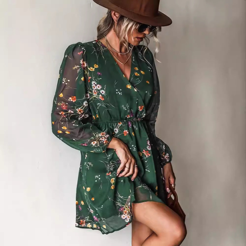 Fenina – Langärmliges Florales Minikleid