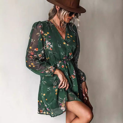 Fenina – Langärmliges Florales Minikleid