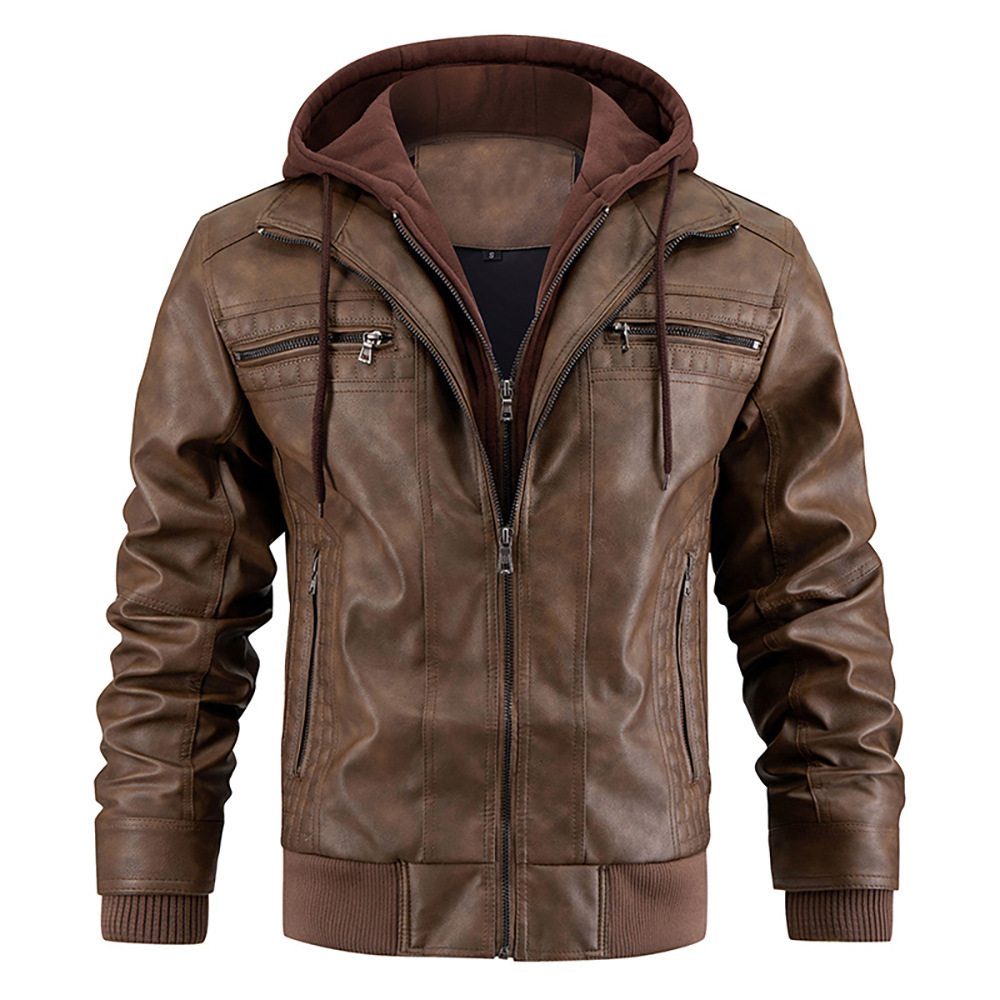 Herren Premium Bikerjacke | Mit Kapuze