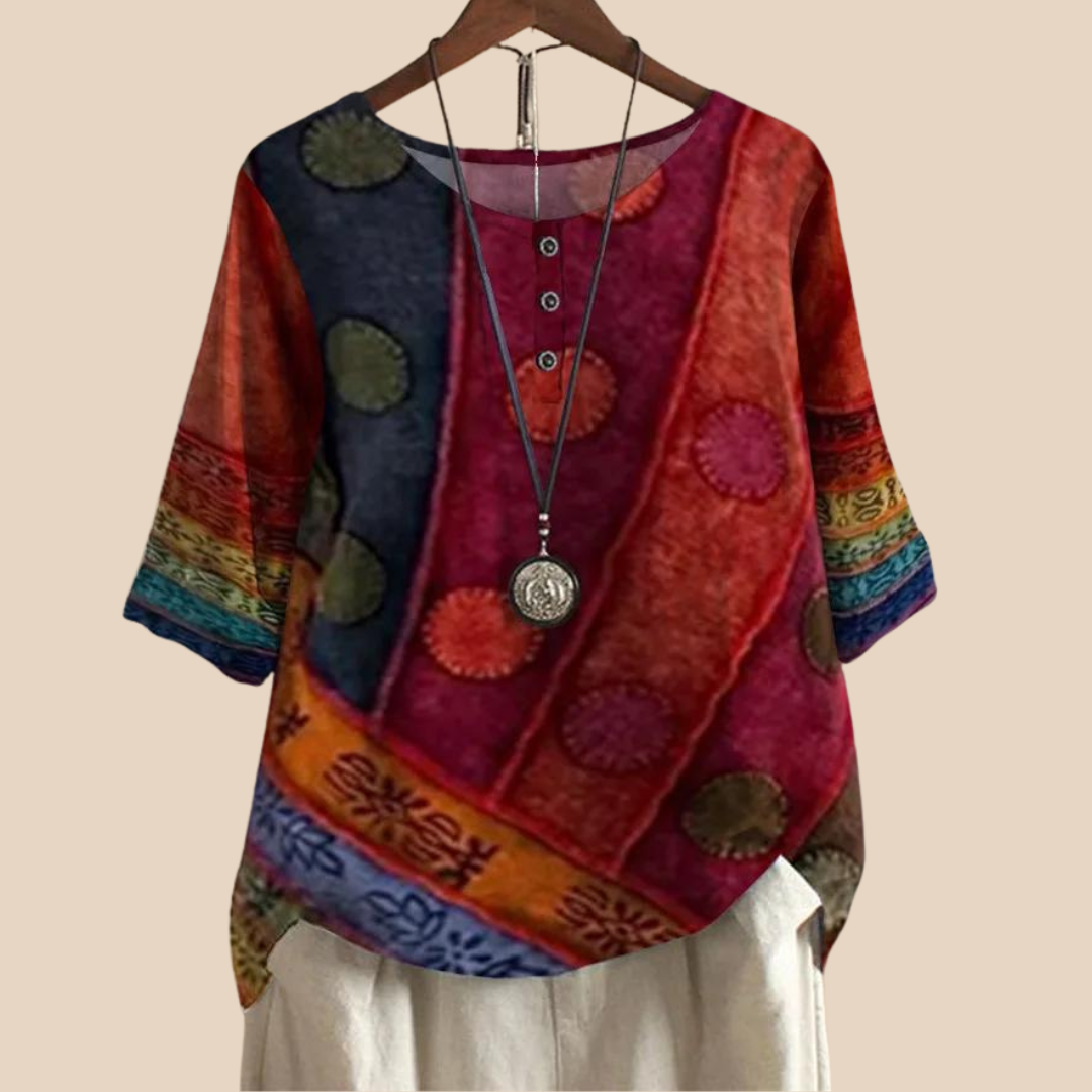 Parmina – Boho-Patchwork-Bluse