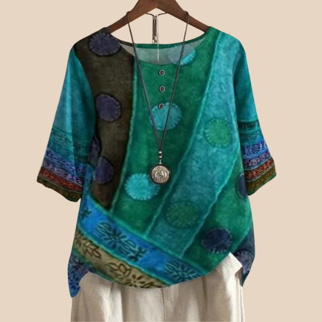 Parmina – Boho-Patchwork-Bluse