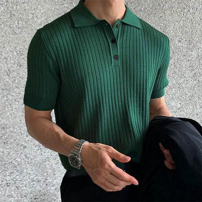 Dion – Geripptes Poloshirt mit Knopfleiste