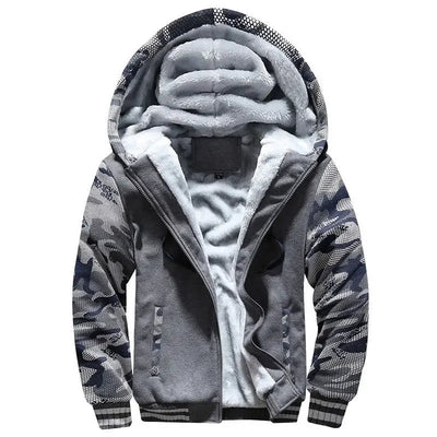 Herren Fleece Steppjacke | Mit Kapuze