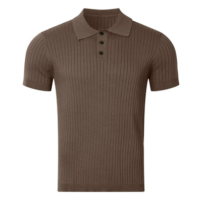 Dion – Geripptes Poloshirt mit Knopfleiste