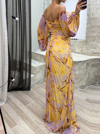 Hiltrud – Schulterfreies Printkleid
