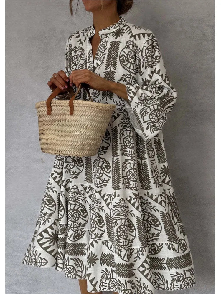 Wila – Locker geschnittenes Hemdblusenkleid mit Print