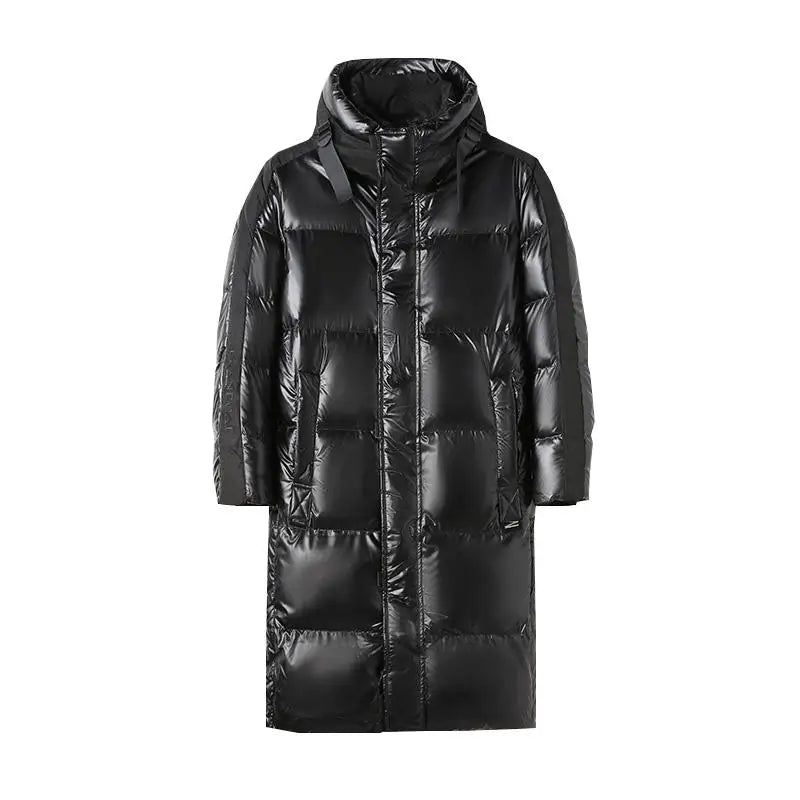 Schwarze Winter-Daunenjacke für Herren | mit Kapuze
