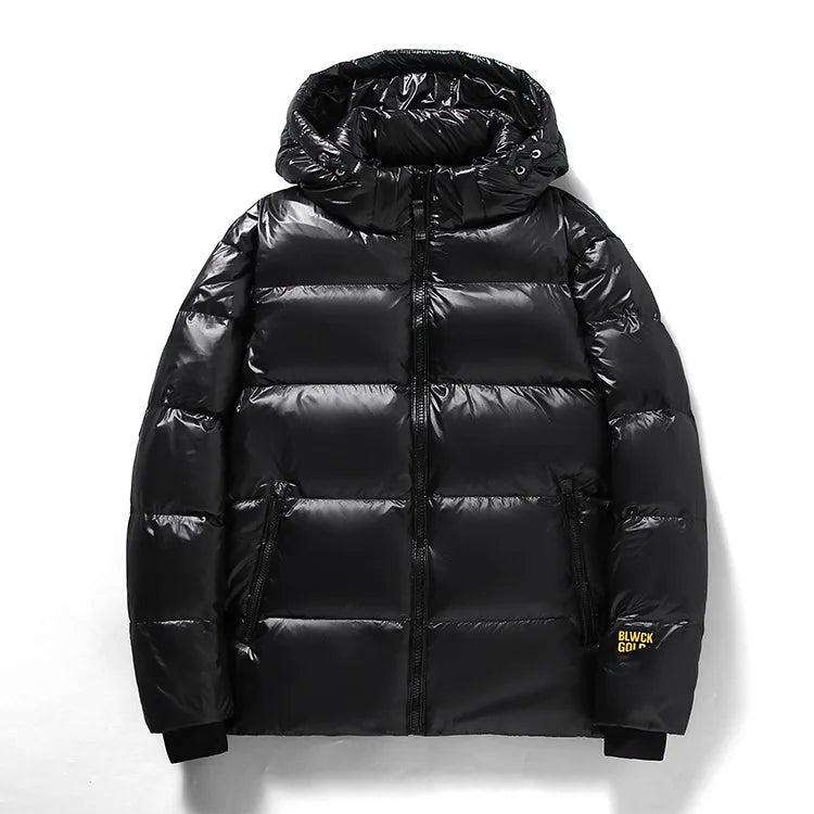 Herren Winter-Daunenjacke mit Kapuze | Schwarz