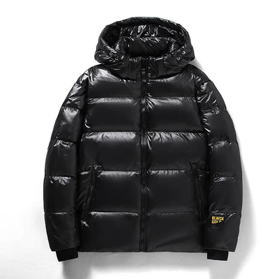 Herren Winter-Daunenjacke mit Kapuze | Schwarz