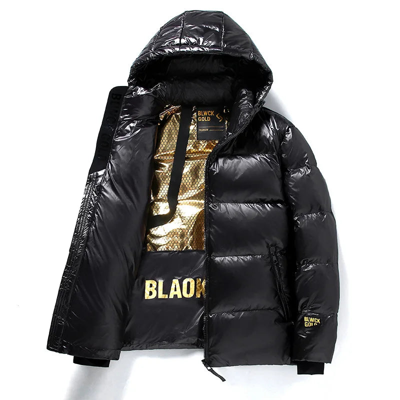 Herren Winter-Daunenjacke mit Kapuze | Schwarz