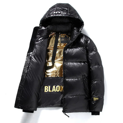 Herren Winter-Daunenjacke mit Kapuze | Schwarz