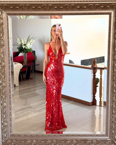 Hirena – Paillettenfigurbetontes Maxikleid
