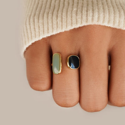 Doppelstein-Ring mit geschlossenem Wickeldesign