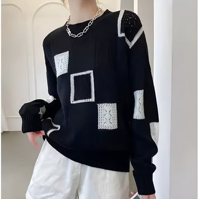 Cäcilie – Strickpullover mit Patchmuster