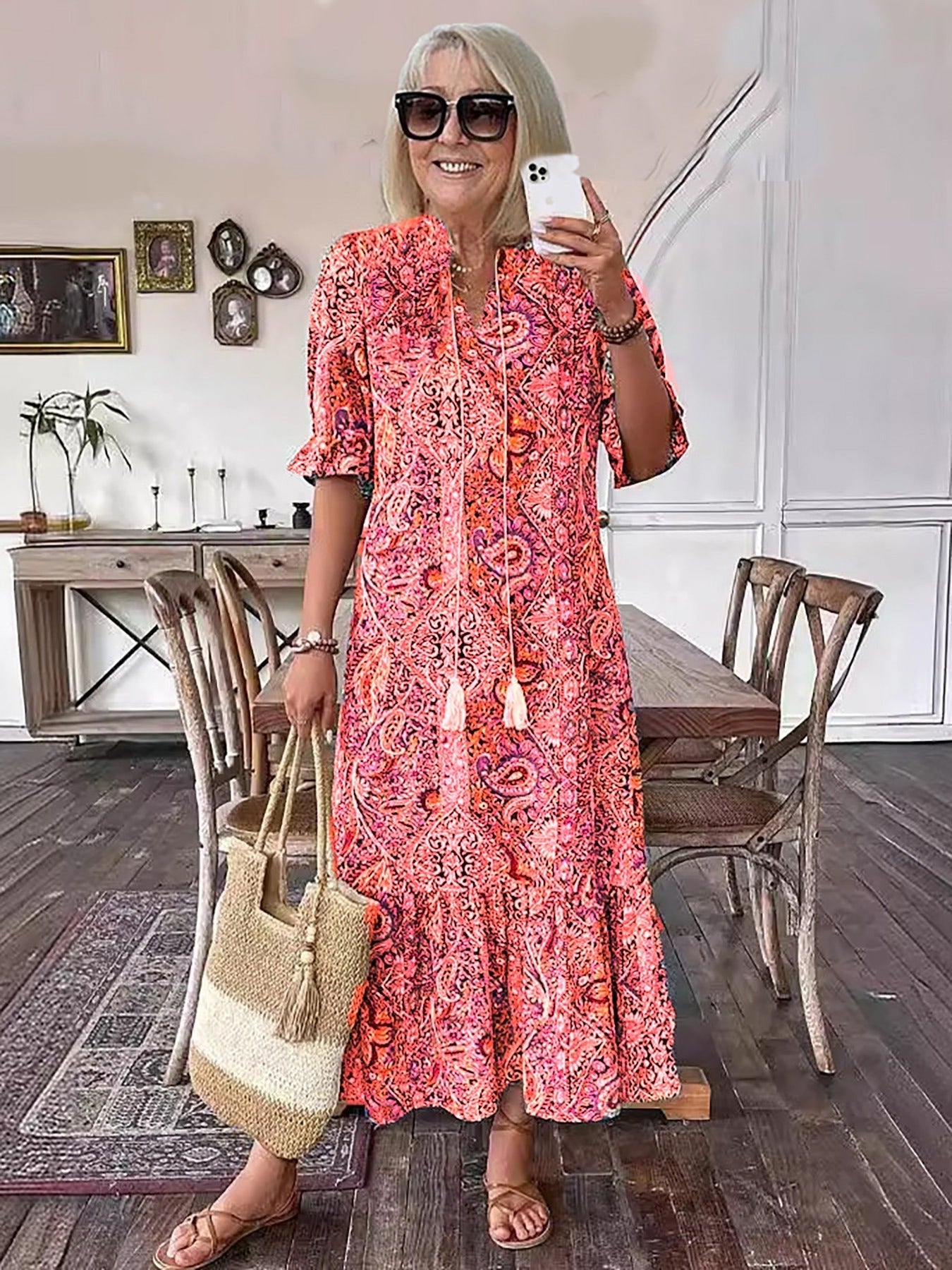 Averie – Bedrucktes Boho-Midikleid