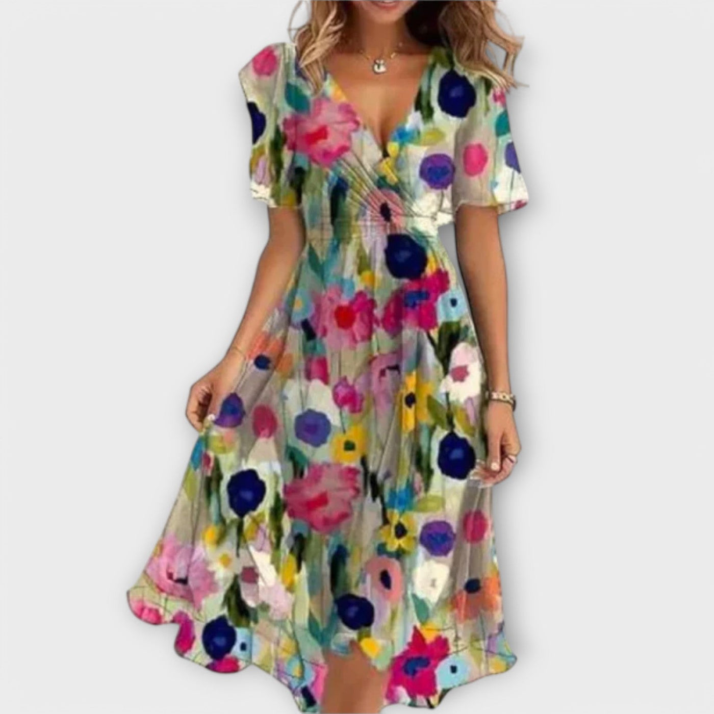 Annegret | Lässiges V-Ausschnitt-Kleid 