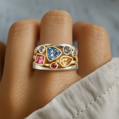 Vintage Bunter Zirkonia-Ring