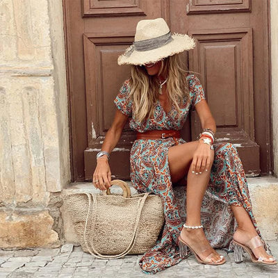 Liora | Maxi Ibiza Kleid im Hippie-Stil + GRATIS Gürtel