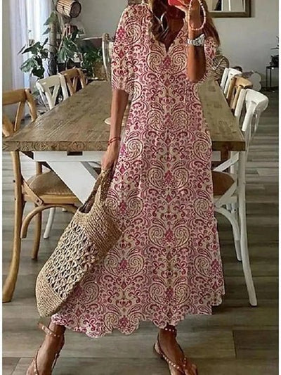 Arianelle – Bedrucktes Boho-Midikleid 
